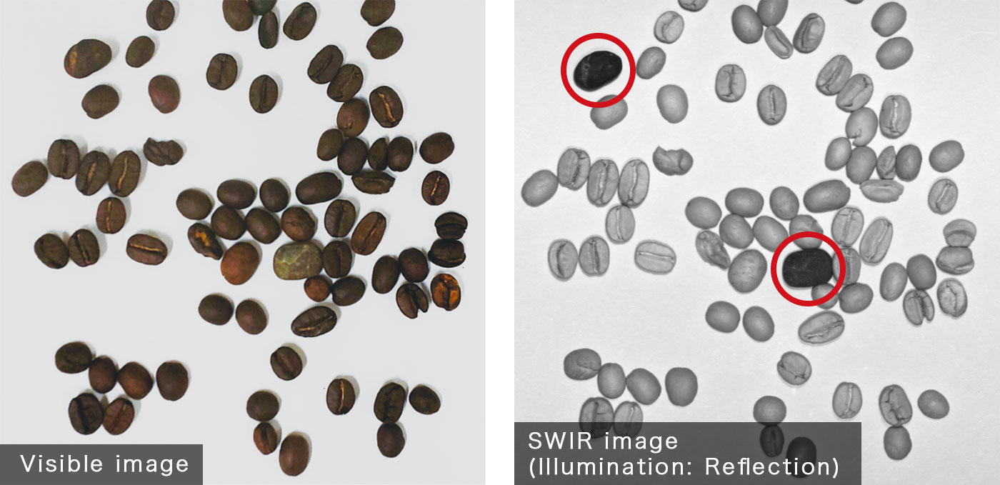 Comparison image of mixed coffee beans